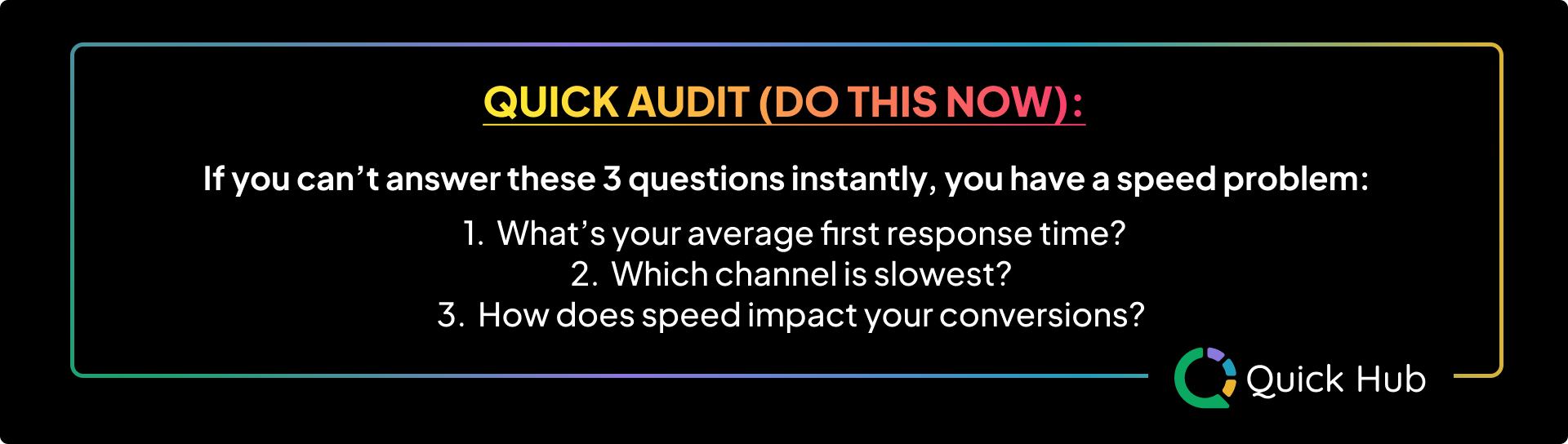 Quick Audit (Do This Now): 3 questions to assess your speed problem